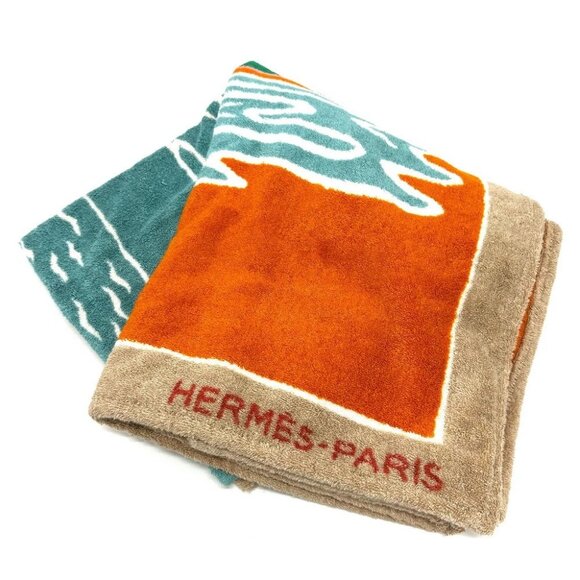 HERMES Tropico Large format towel cotton Multicolore Unused - Picture 1 of 9